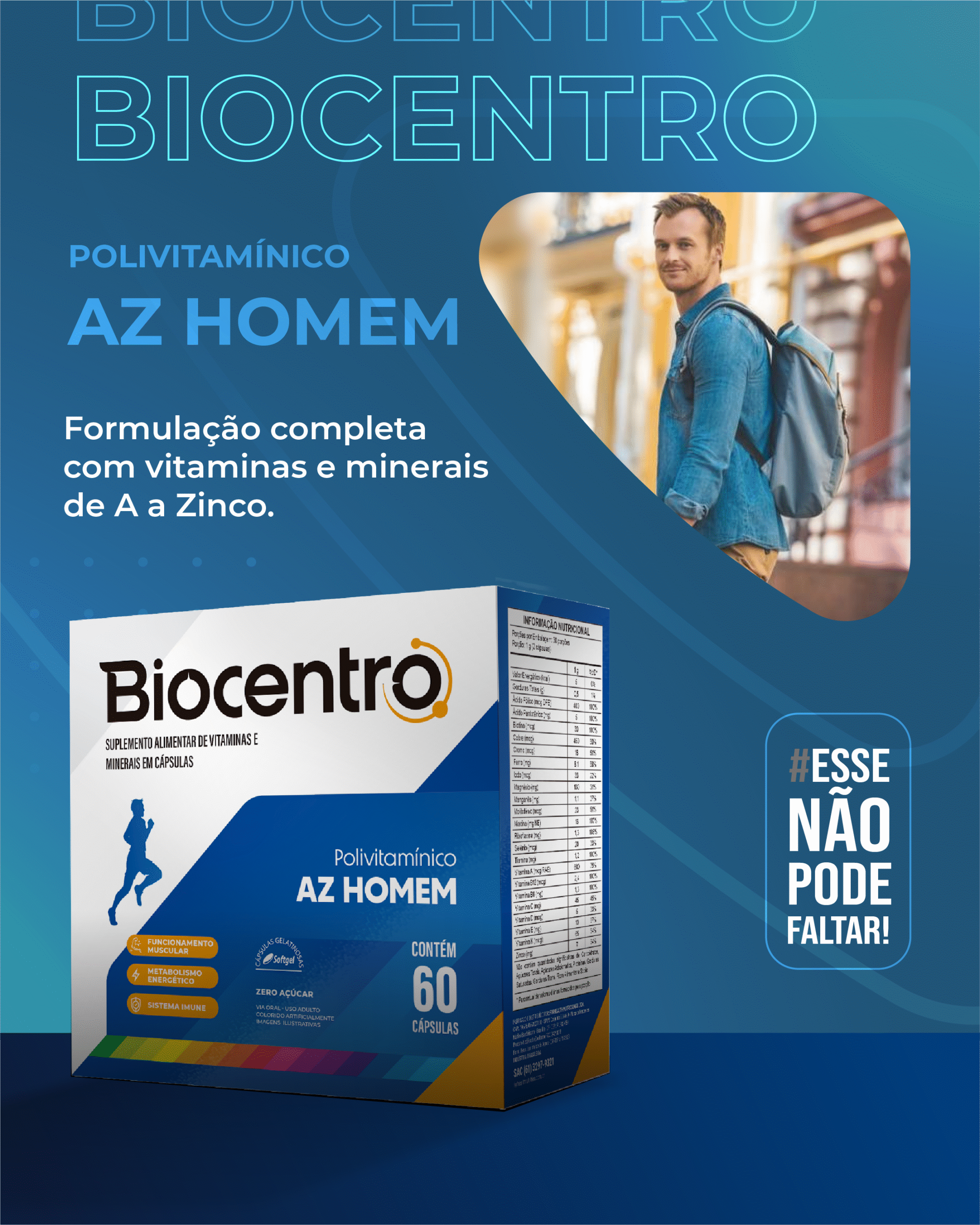 BIOCENTRO AZ HOMEM 60 CAPSULAS SOFTGEL