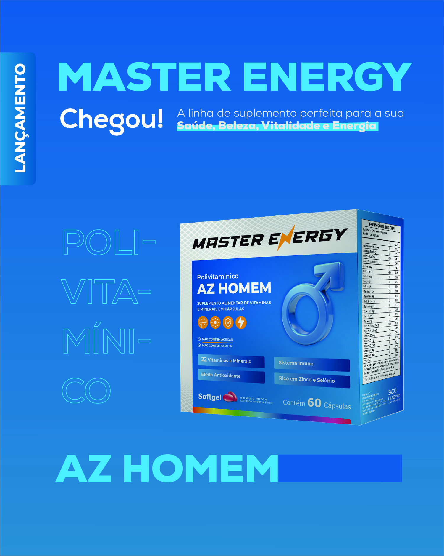 MASTER ENERGY AZ HOMEM 60 CÁPSULAS SOFTGEL