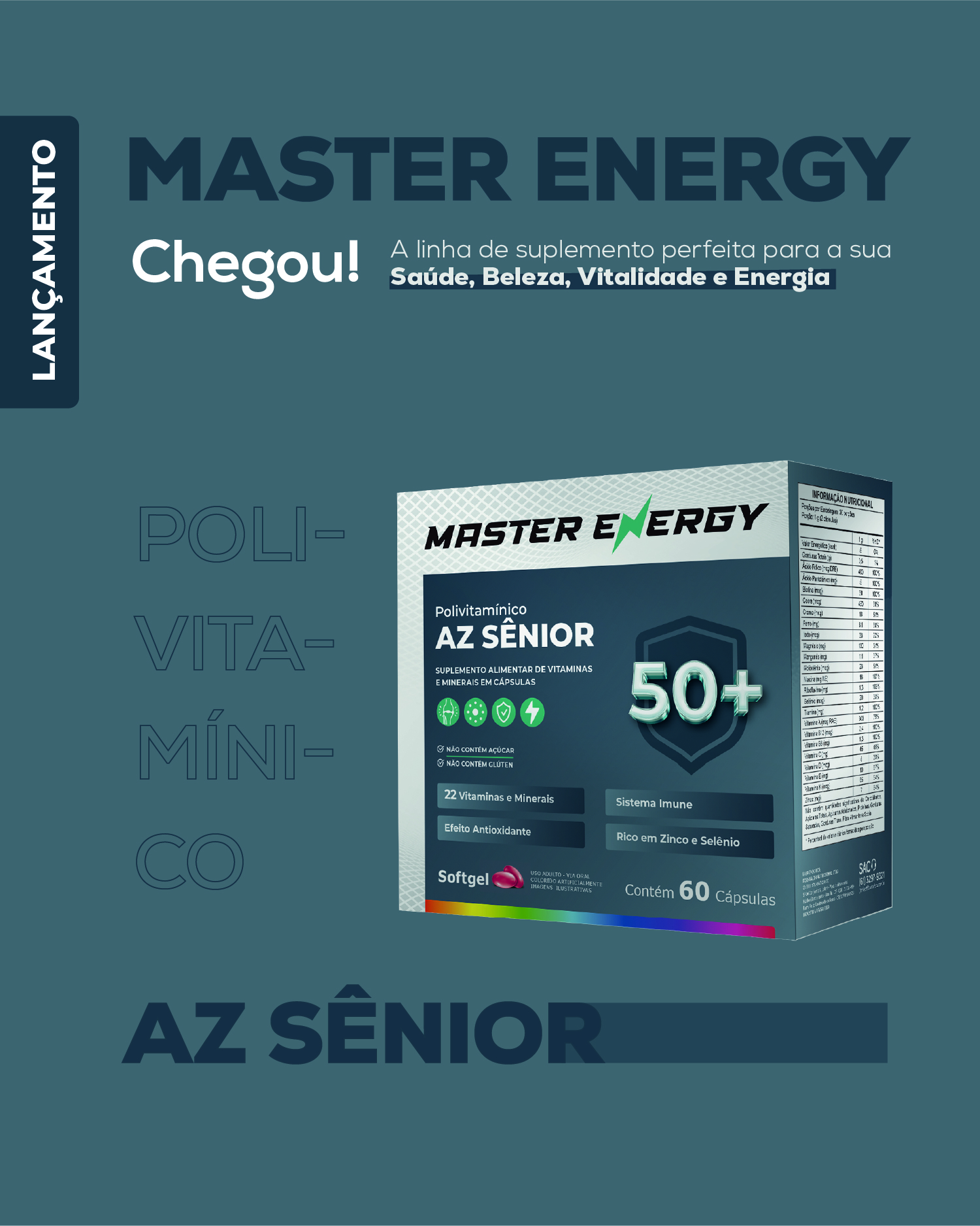 MASTER ENERGY AZ SÊNIOR 60 CÁPSULAS SOFTGEL