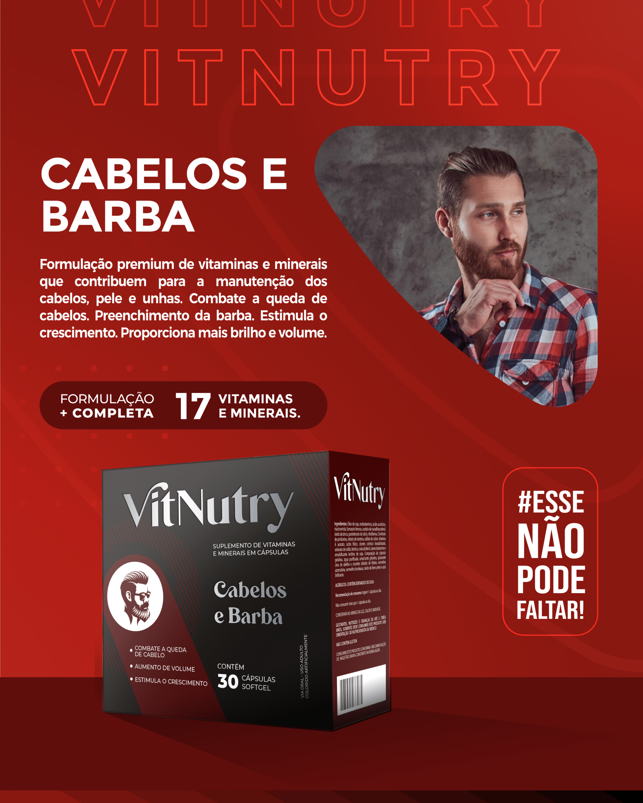 VITNUTRY CABELOS E BARBA 30 CAPSULAS SOFTGEL