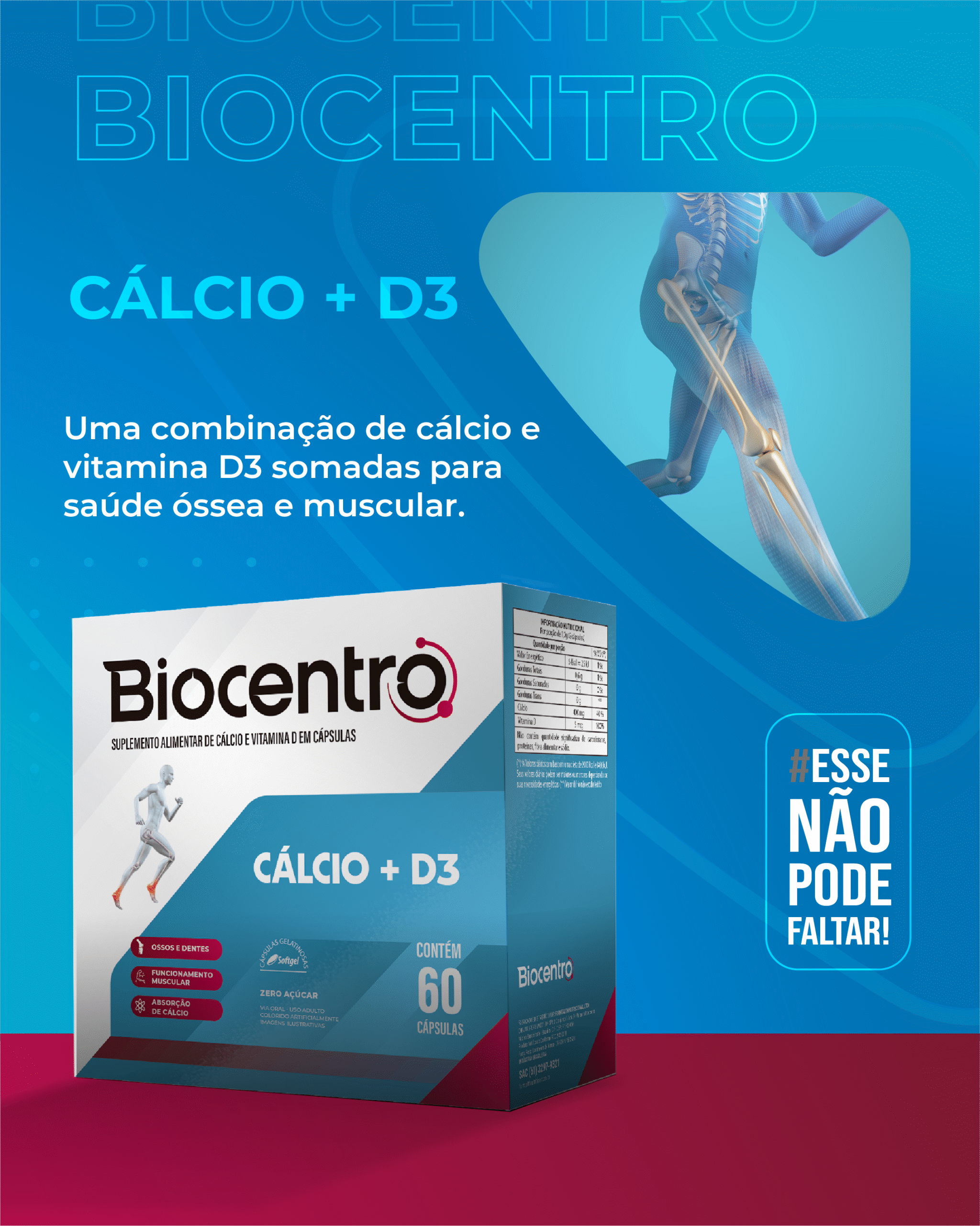 BIOCENTRO CALCIO + D3 60 CAPSULAS SOFTGEL
