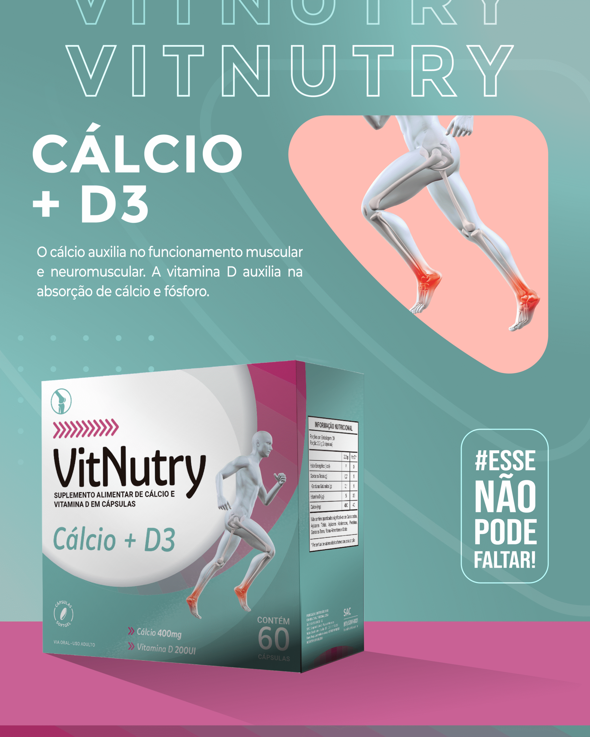 VITNUTRY CALCIO + D3 60 CAPSULAS SOFTGEL
