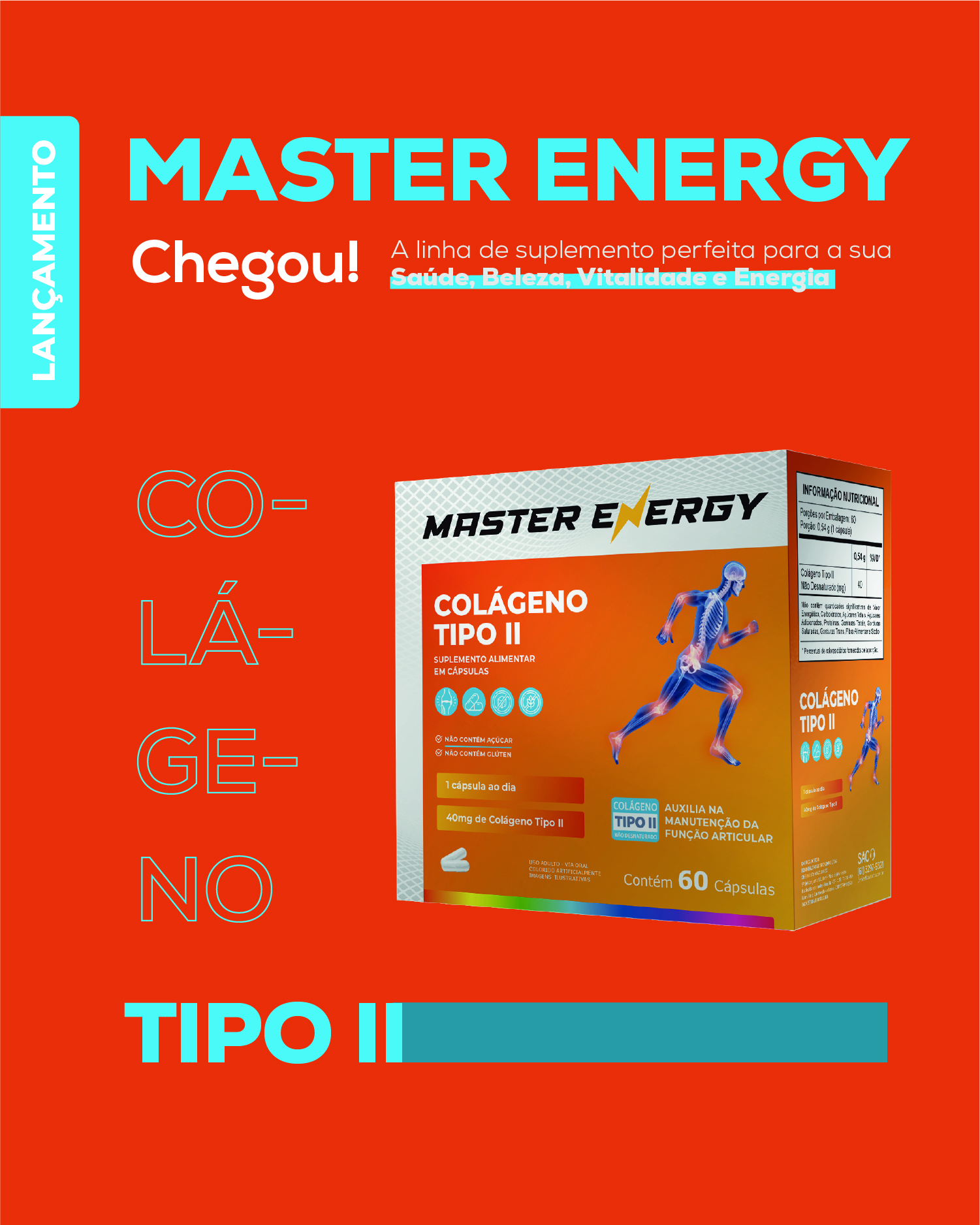 MASTER ENERGY COLÁGENO TIPO II 60 CÁPSULAS