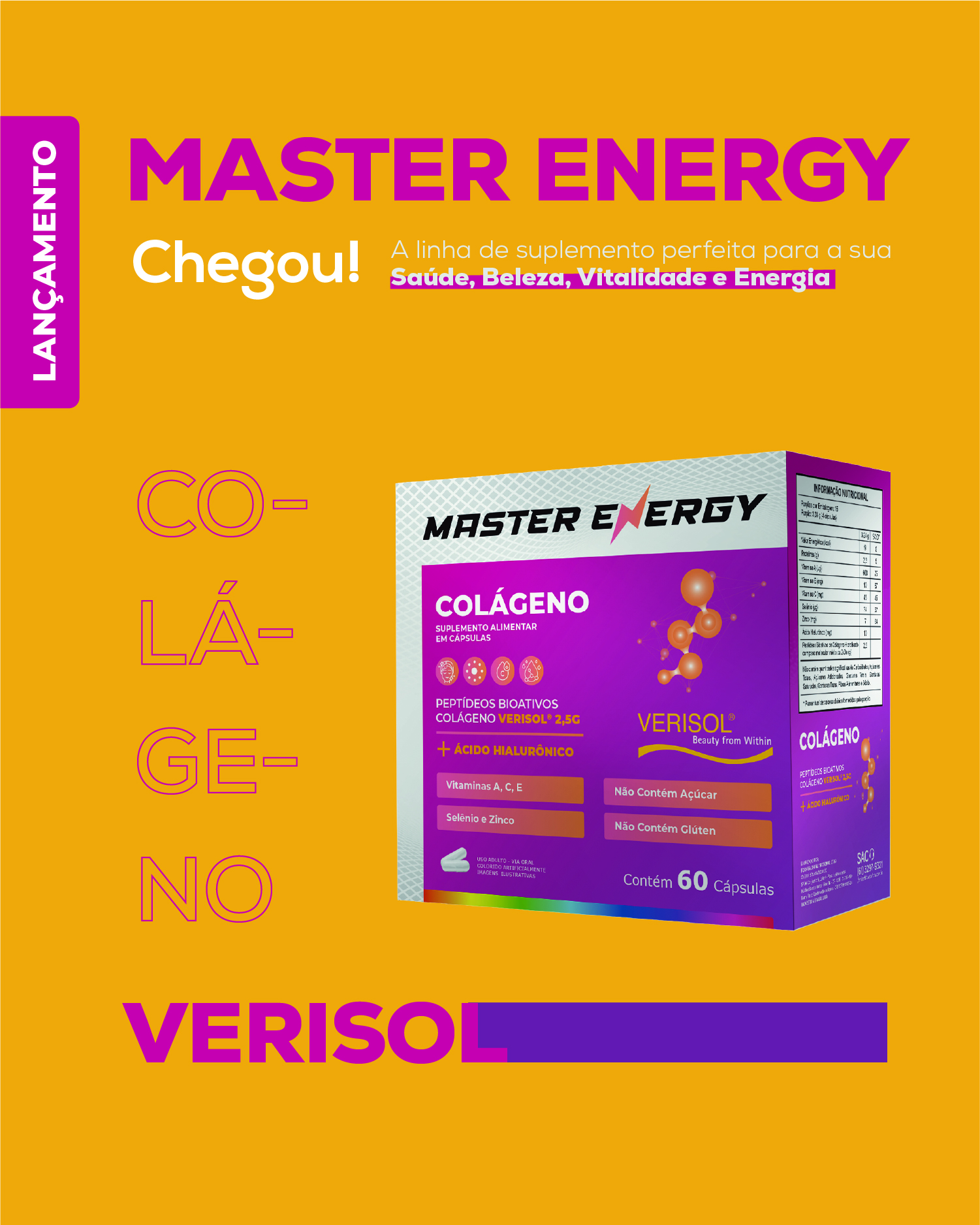 MASTER ENERGY COLÁGENO VERISOL 60 CÁPSULAS