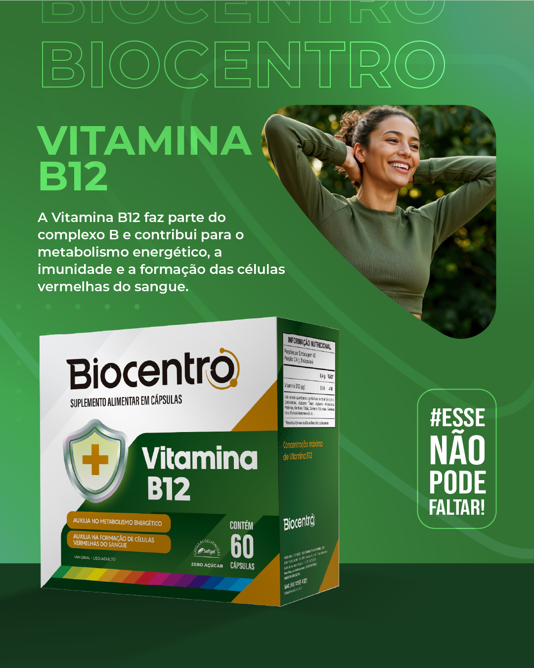 BIOCENTRO VITAMINA B 12 60 COMP MASTIGAVEL